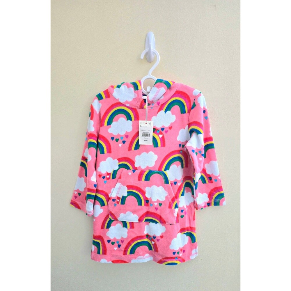 NWT/NWOT Mini Boden Pattern Towelling Beach Dress-Pink Lemonade Rainbows
